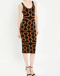 Zapa Robes|Robe Ridley imprimée noir/marron