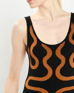 Zapa Robes|Robe Ridley imprimée noir/marron