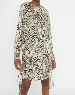 Zapa Robes|Robe Robert imprimée zèbre noir/beige