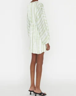 Zapa Robes|Robe Rokhya imprimée vert päle