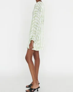 Zapa Robes|Robe Rokhya imprimée vert päle