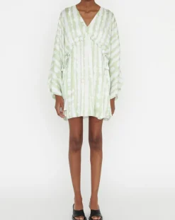 Zapa Robes|Robe Rokhya imprimée vert päle