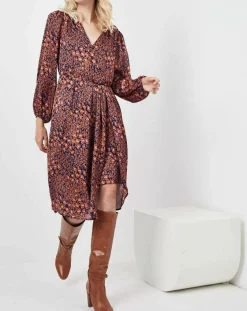 See u Soon Robes|Robe Rose imprimée brique/bleu marine