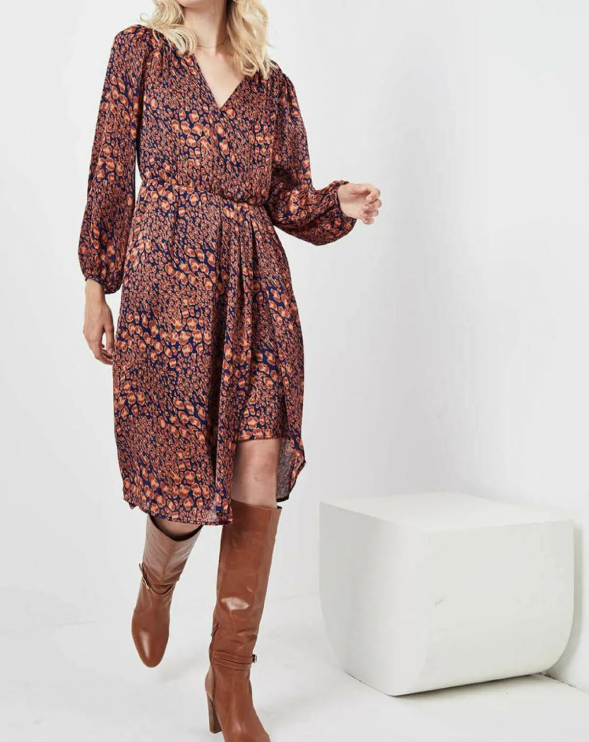 See u Soon Robes|Robe Rose imprimée brique/bleu marine