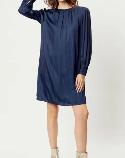 See u Soon Robes|Robe satinée Giulia bleu marine