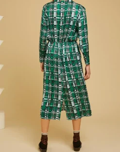 Chloé Stora Robes|Robe satinée Mina imprimée verte