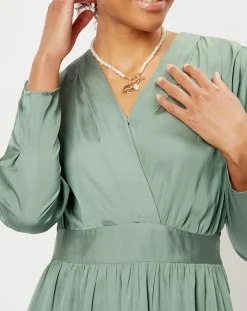 See u Soon Robes|Robe satinée Naomie verte