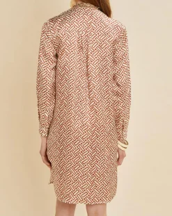 Chloé Stora Robes|Robe satinée Roya imprimée terre/écru