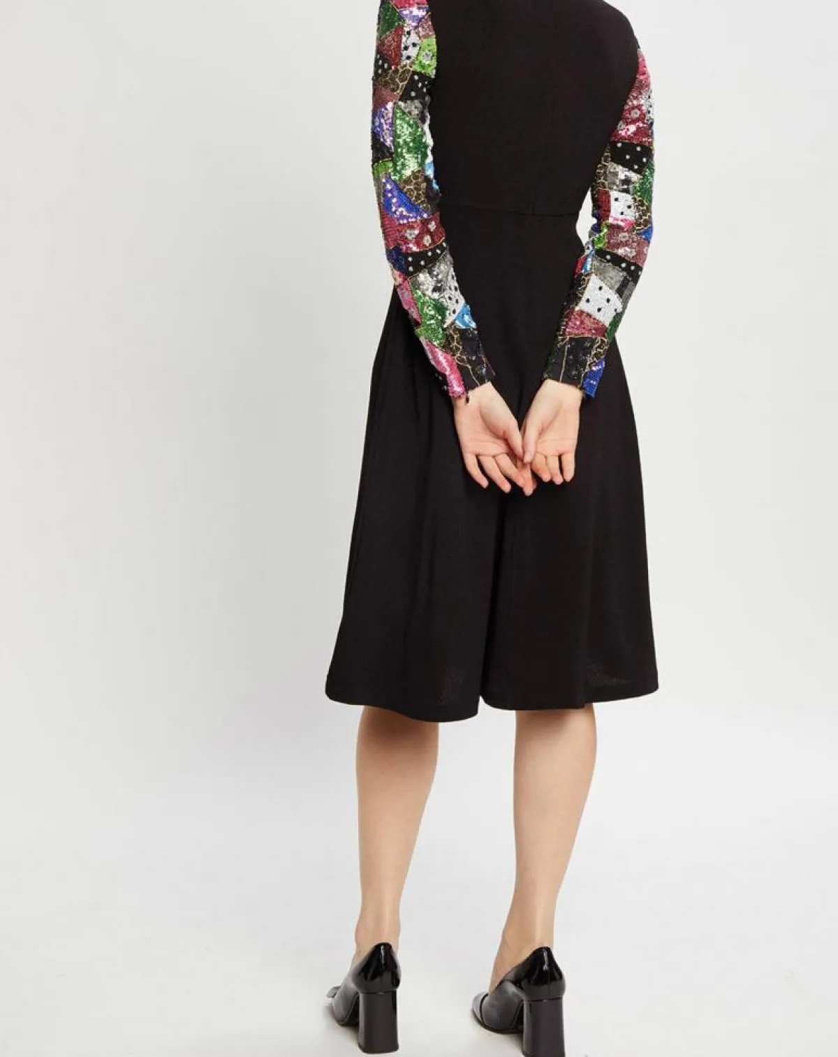 Manoush Robes|Robe Shiny Patch noir/multicolore