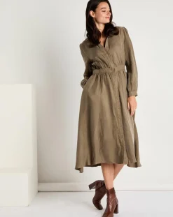 See u Soon Robes|Robe toucher doux Paloma boutonnée khaki