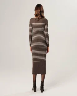 Rodier Robes|Robe Wendy rayée marron havane