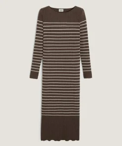 Rodier Robes|Robe Wendy rayée marron havane