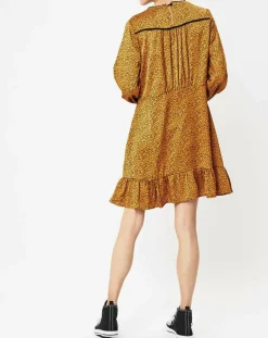 Molly Bracken Robes|Robe Woven imprimée jaune moutarde