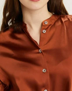 Cyrillus Robes|Robe-chemise en Satin rouille