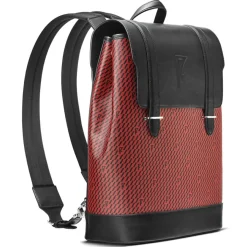 Maison Faret Sacs|Sac à dos en Toile enduite & Cuir Ferret rouge/noir - 40x29x13 cm