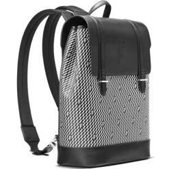 Maison Faret Sacs|Sac à dos en Toile enduite & Cuir Ferret noir/blanc - 40x29x13 cm