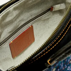 Coach Sacs|Sac à main en Cuir Rogue imprimé bleu foncé - 24.9x13.9x30.9 cm