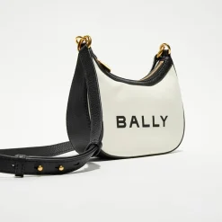 Bally Sacs|Sac bandoulière en Coton Bio & Cuir naturel/noir - 22.5x12x6 cm