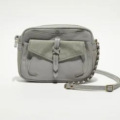 Mila Louise Sacs|Sac bandoulière en Cuir Orelia Cross vert menthe - 23x17.5x7 cm