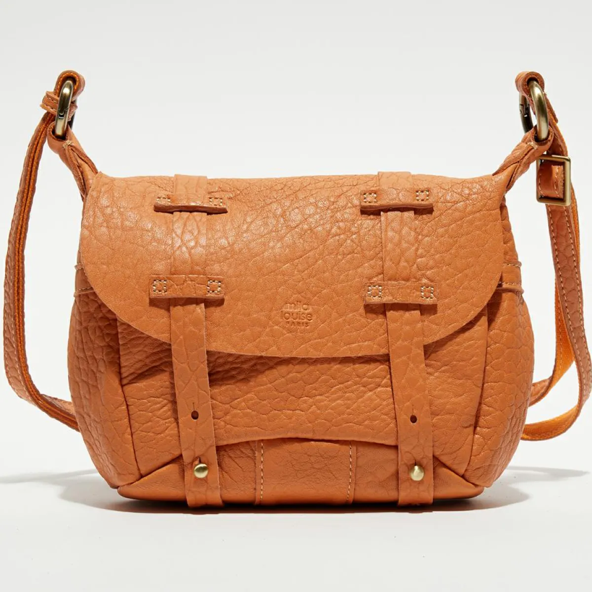 Mila Louise Sacs|Sac besace en Cuir Bern E pêche - 16x22x6 cm