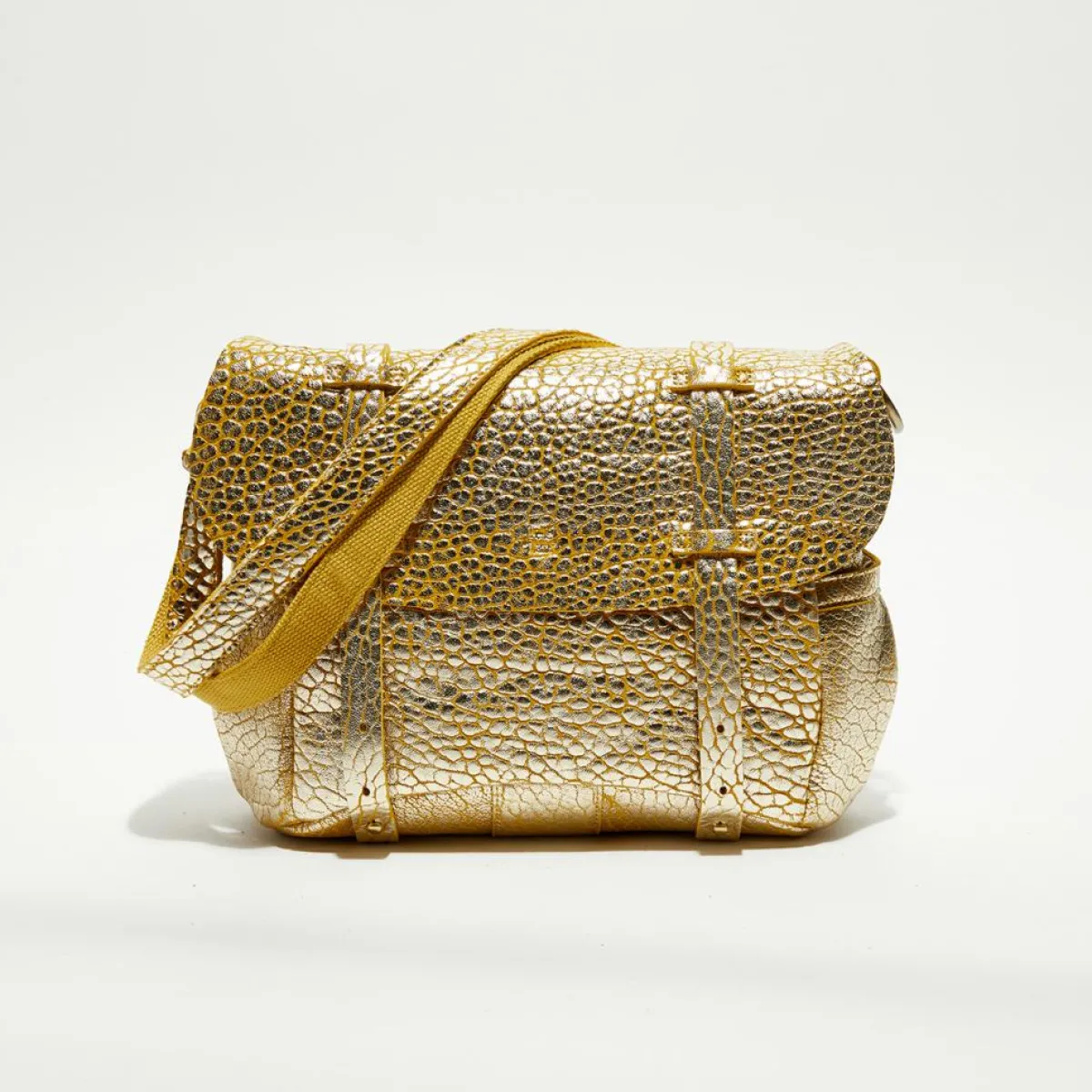 Mila Louise Sacs|Sac besace en Cuir Bernie J jaune - 35x23x13 cm