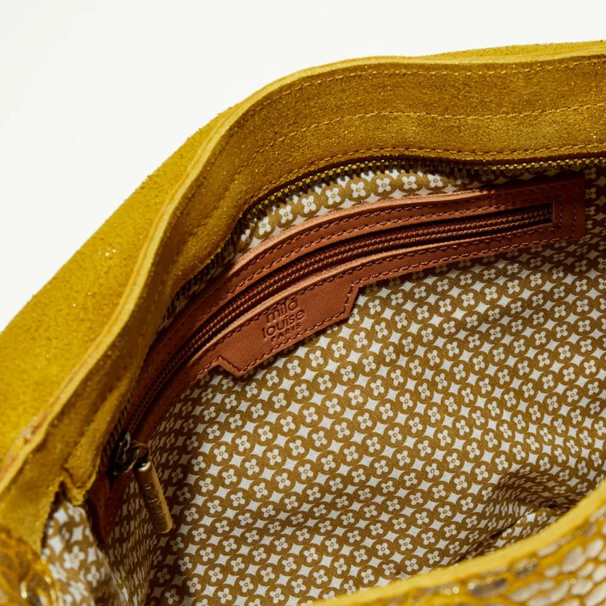 Mila Louise Sacs|Sac besace en Cuir Bernie J jaune - 35x23x13 cm