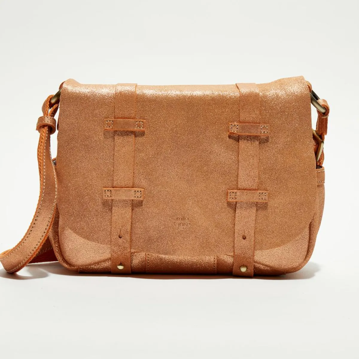 Mila Louise Sacs|Sac besace en Cuir Bess X orange - 25x20x7 cm