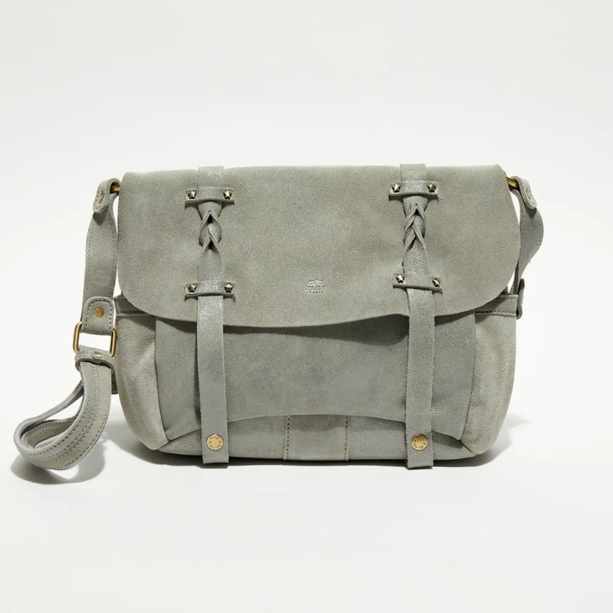 Mila Louise Sacs|Sac besace en Cuir Olou X vert menthe - 35x23x13 cm