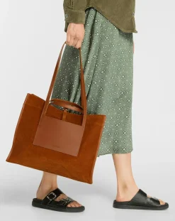 Craie Sacs|Sac cabas en Velours côtelé Dessin marron