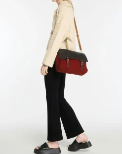 Craie Sacs|Sac cartable réversible en Velours côtelé Maxi Maths marron 24x35x9 cm