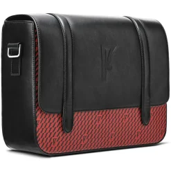 Maison Faret Sacs|Sac en Cuir & Toile enduite Moulleau rouge/noir - 22x30x9 cm