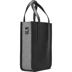 Maison Faret Sacs|Sac en Cuir & Toile enduite Dune noir/blanc - 35x28x8 cm