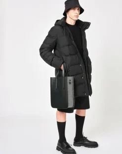 Maison Faret Sacs|Sac en Cuir & Toile enduite Dune noir/blanc - 35x28x8 cm