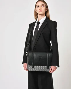 Maison Faret Sacs|Sac en Cuir & Toile enduite Moulleau noir/blanc - 22x30x9 cm