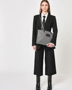 Maison Faret Sacs|Sac en Toile enduite & Cuir Faret noir/blanc - 38x36x8.5 cm