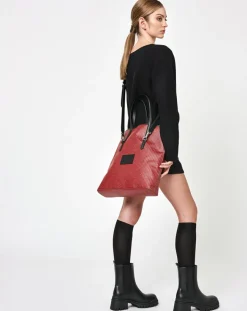 Maison Faret Sacs|Sac en Toile enduite & Cuir Faret rouge/noir - 38x36x8.5 cm