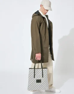 Maison Faret Sacs|Sac en Toile enduite & Cuir Faret vert/multicolore - 38x36x8.5 cm