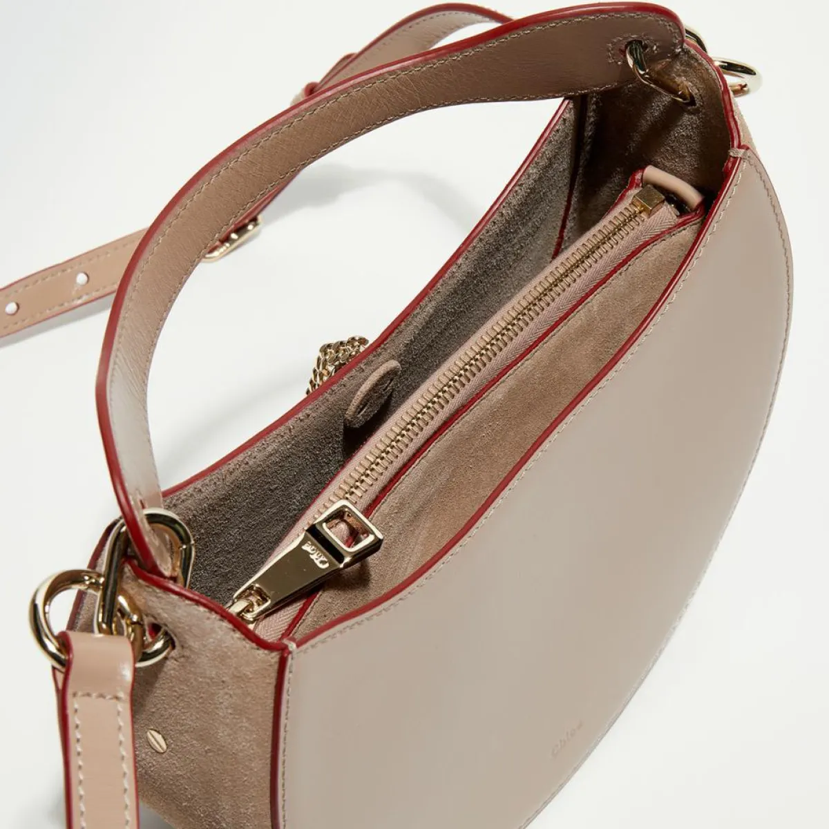 Chloé Sacs|Sac porté épaule en Cuir Arlène beige rosé - 25x20x9cm