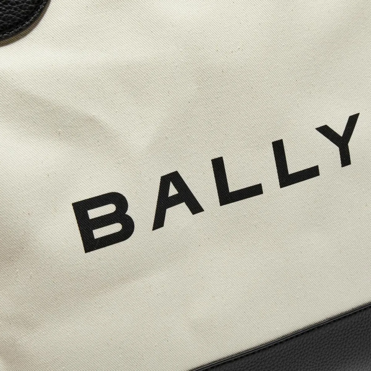 Bally Sacs|Sac shopping avec logo en Coton & Cuir naturel/noir - 35x40x12 cm