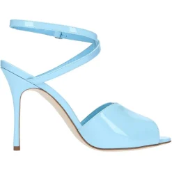 Manolo Blahnik Sandales À Talons|Sandales en Cuir verni Hourani bleu clair - Talon 10.5 cm