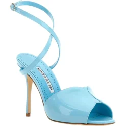 Manolo Blahnik Sandales À Talons|Sandales en Cuir verni Hourani bleu clair - Talon 10.5 cm