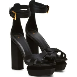Balmain Sandales À Talons|Sandales en Soie Ava noires - Talon 14 cm