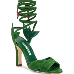 Manolo Blahnik Sandales À Talons|Sandales en Velours de Cuir Ossie vertes - Talon 10.5 cm