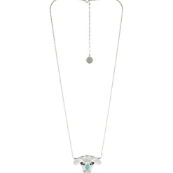 Reminiscence Colliers|Sautoir Zodiac Taureau Turquoise argenté