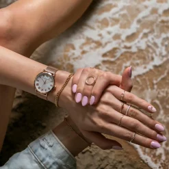 Amelia Parker Montres|Set Montre Femme 2 Bracelets Classique en Acier argenté/rose doré