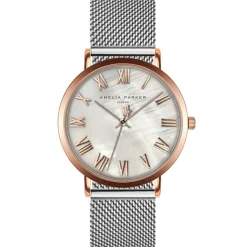 Amelia Parker Montres|Set Montre Femme 2 Bracelets Classique en Acier argenté/rose doré