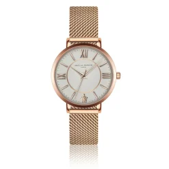 Amelia Parker Montres|Set Montre Femme 2 Bracelets Petite Classique en Acier & Cuir rose doré/noir