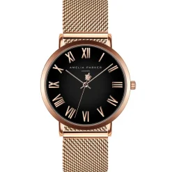 Amelia Parker Montres|Set Montre Femme 2 Bracelets Grand en Acier rose doré/noir