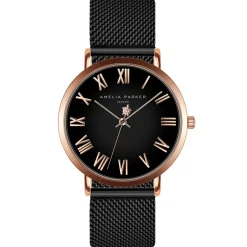 Amelia Parker Montres|Set Montre Femme 2 Bracelets Grand en Acier rose doré/noir