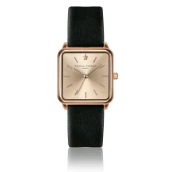 Amelia Parker Montres|Set Montre Femme 2 Bracelets Gold Plaza en Acier & Cuir rose doré/noir